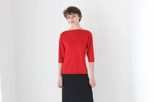 90s Bateau Neck Three-Quarter Sleeve Sweater Top