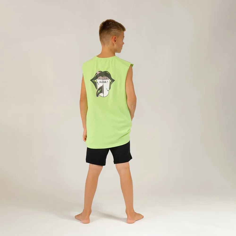 ALOHA TONGUE MUSCLE TEE - Lime