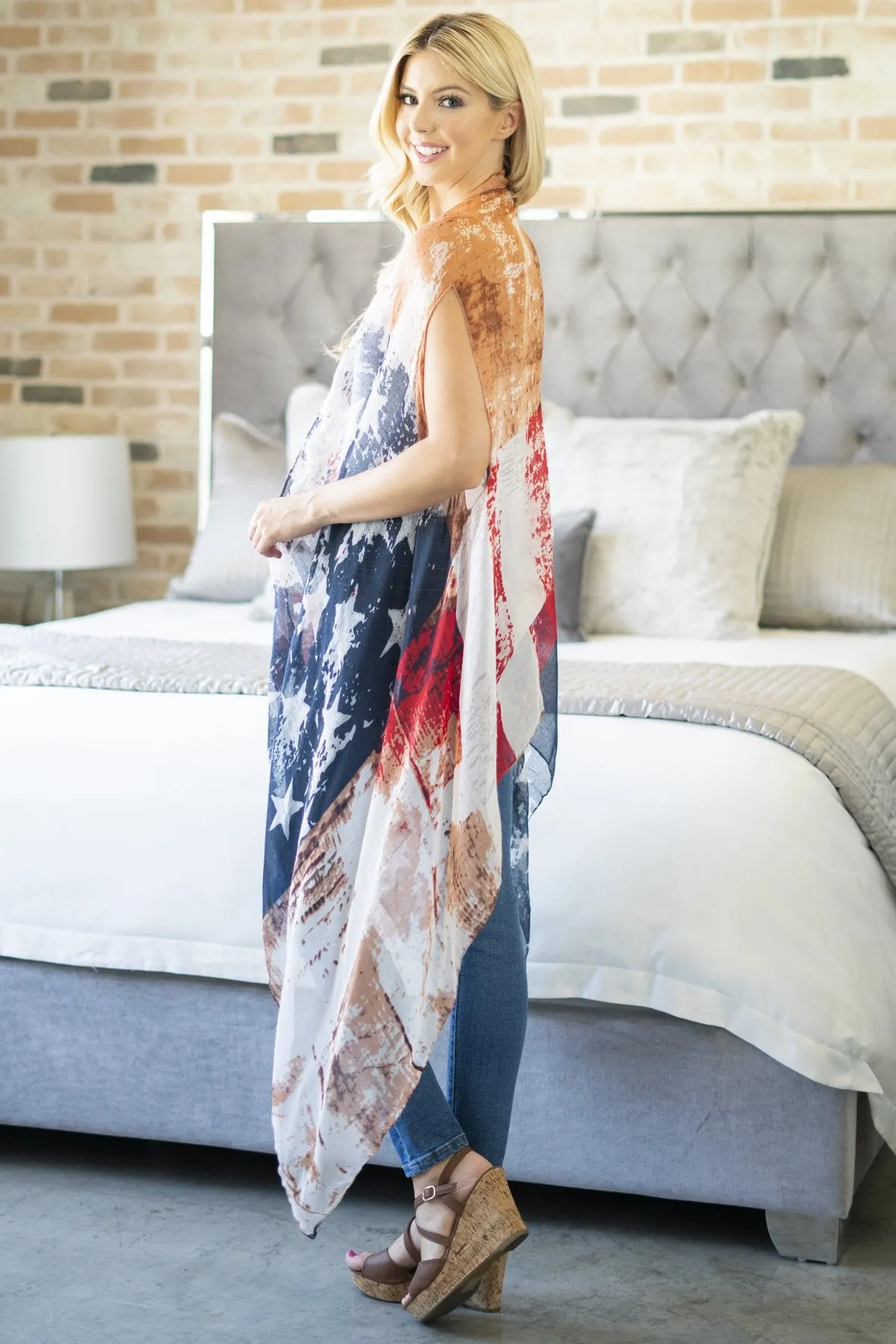 AMERICAN WOMAN - LG Stars Kimono Beach Cover-up