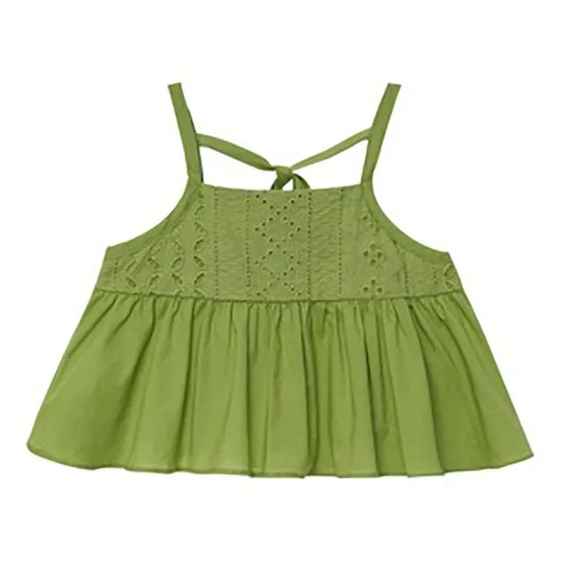 Baby Girls Clothing Suspender Vest Toddler Kids Breathable Shirt Summer Cotton Solid Hollow Sweet Top Children's Tank Top