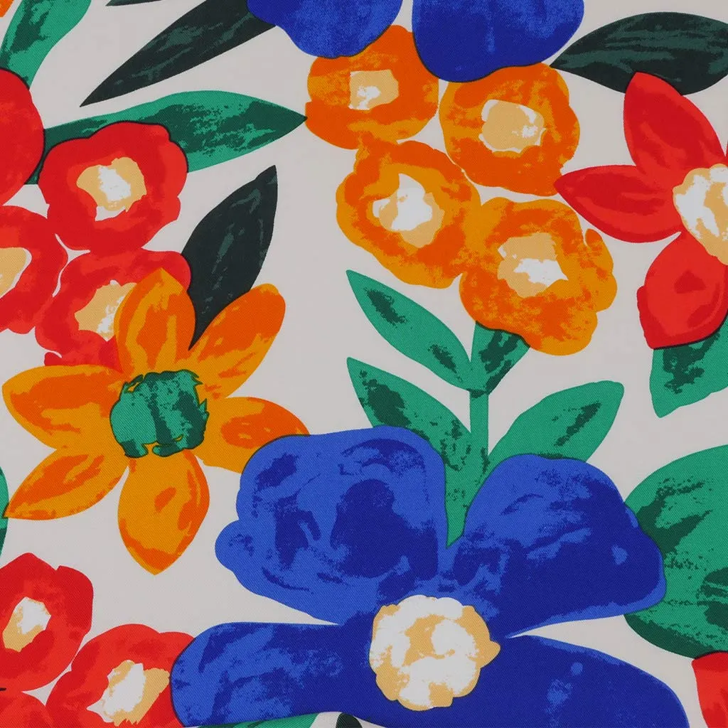 Carmel - Blue Poster Floral Viscose Woven Twill Fabric - 3.2m Remnant