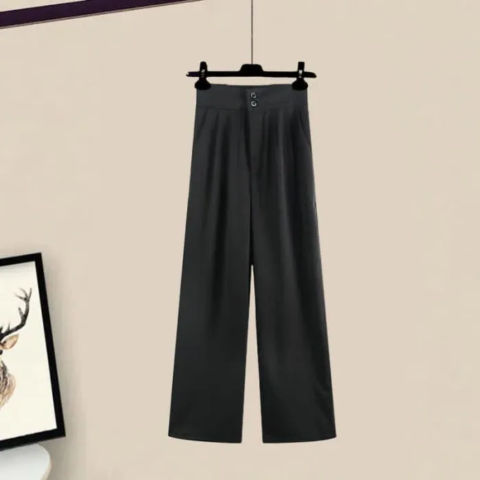 Cartoon Print T-Shirt High Waist Wide Leg Pants