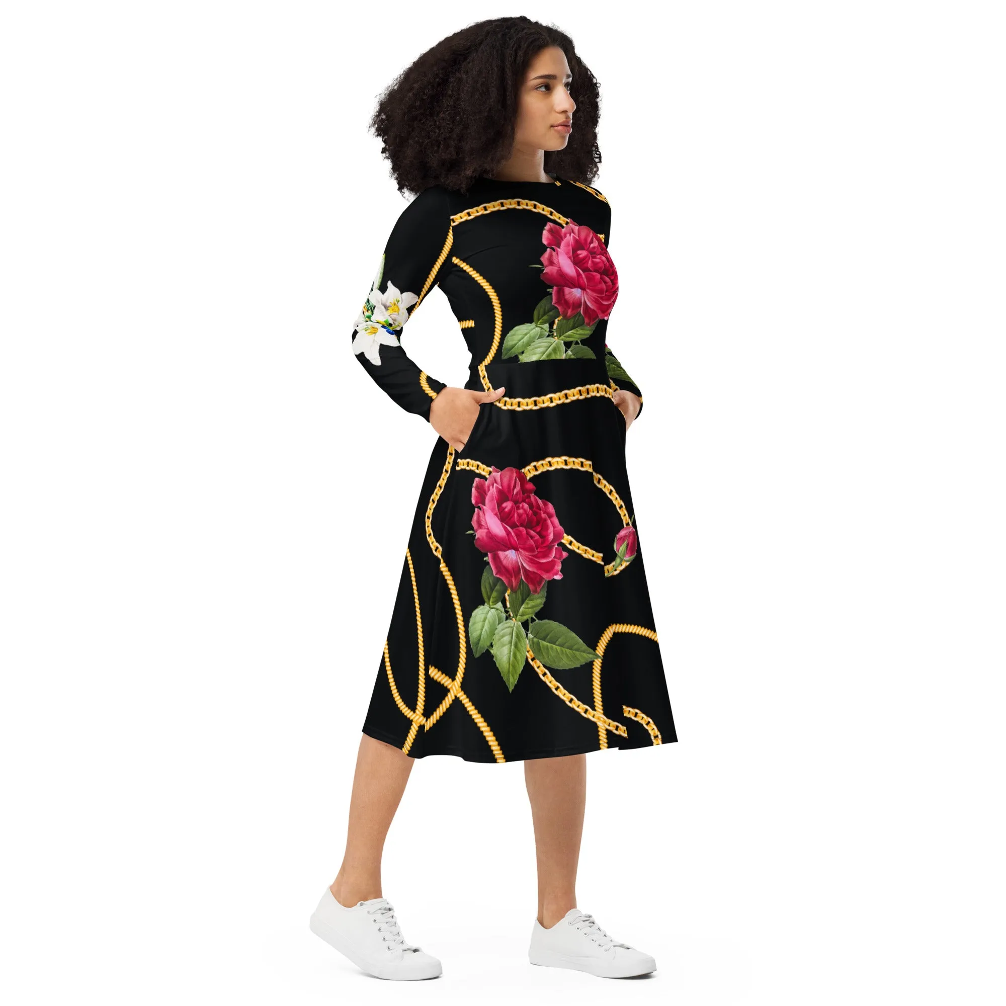 Chained Maiden long sleeve midi dress