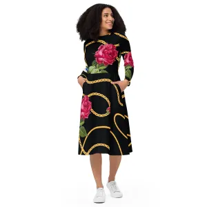 Chained Maiden long sleeve midi dress