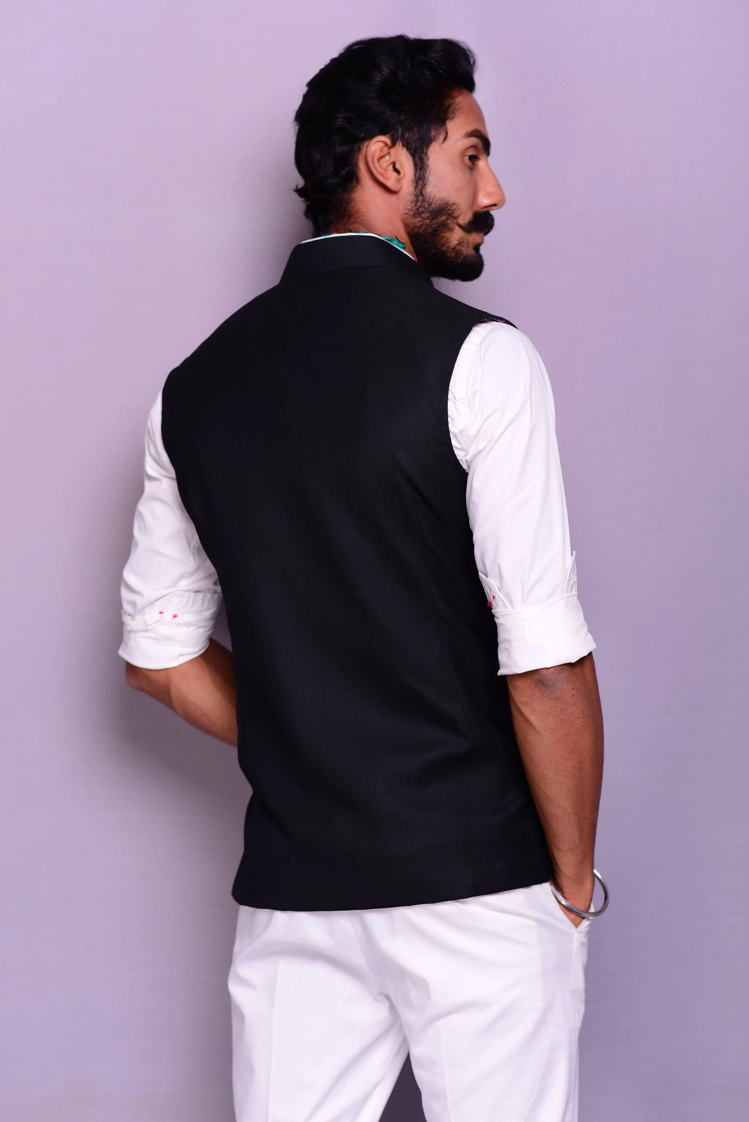 Classic Black Solid Nehru Jacket