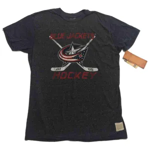 Columbus Blue Jackets Retro Brand Navy Crossed Sticks Vintage Hockey T-Shirt