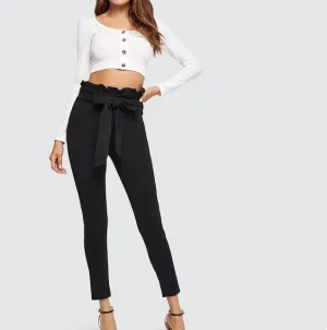 Fashion Paper Bag Belt Tights Pants