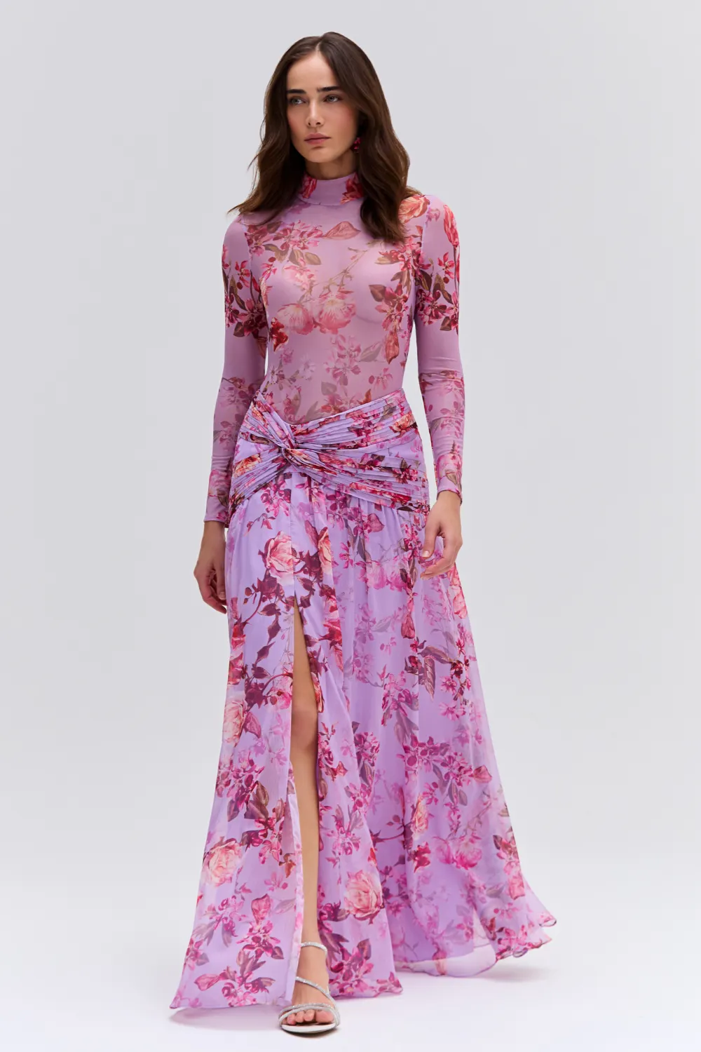 Floral Haze Draped Maxi Skirt