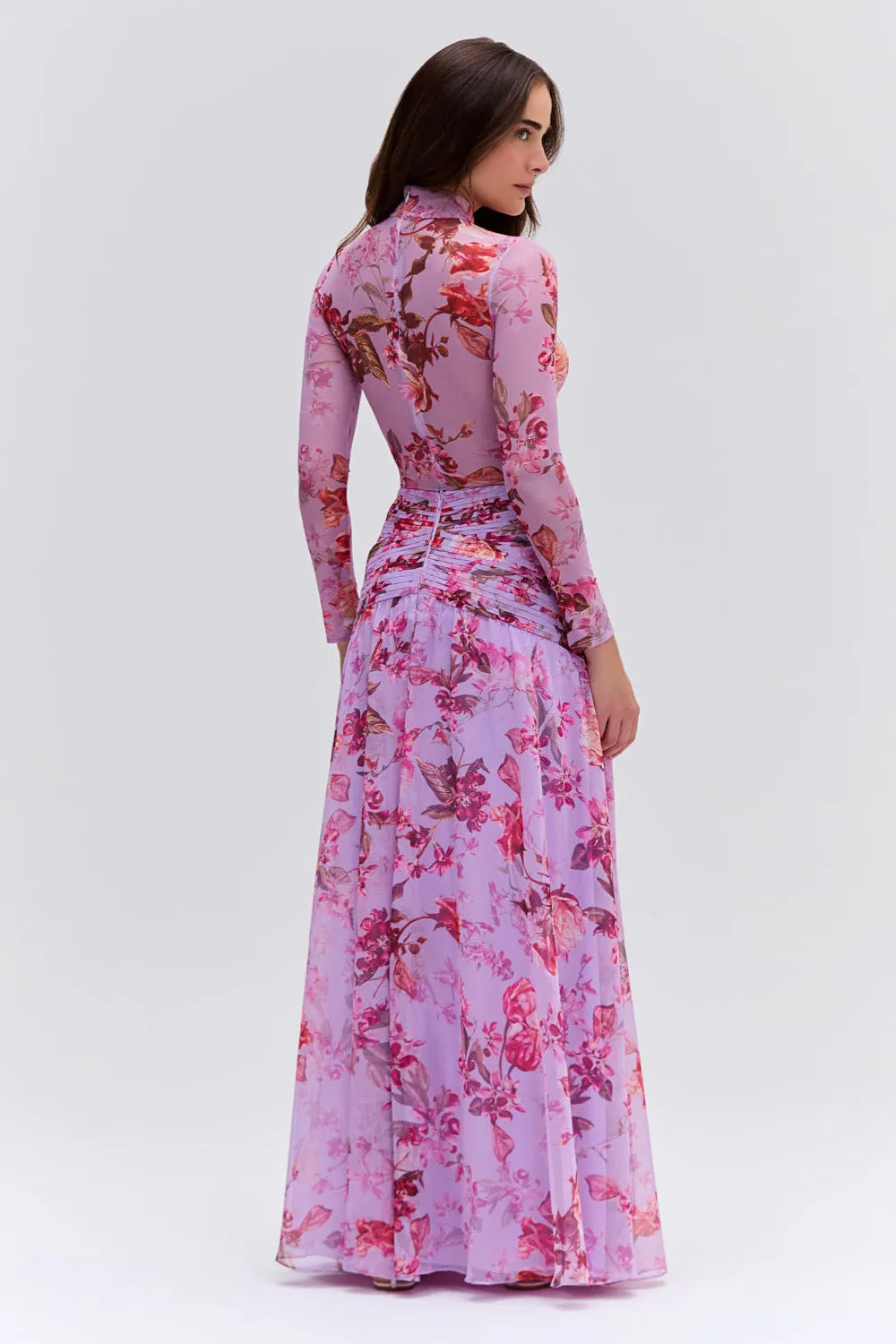 Floral Haze Draped Maxi Skirt
