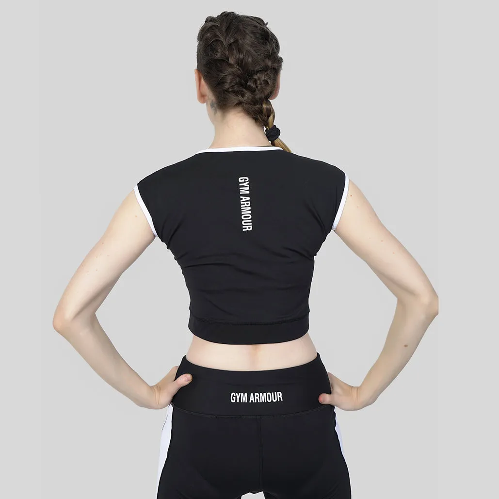 GA Variegated Crop Top (Black-White)