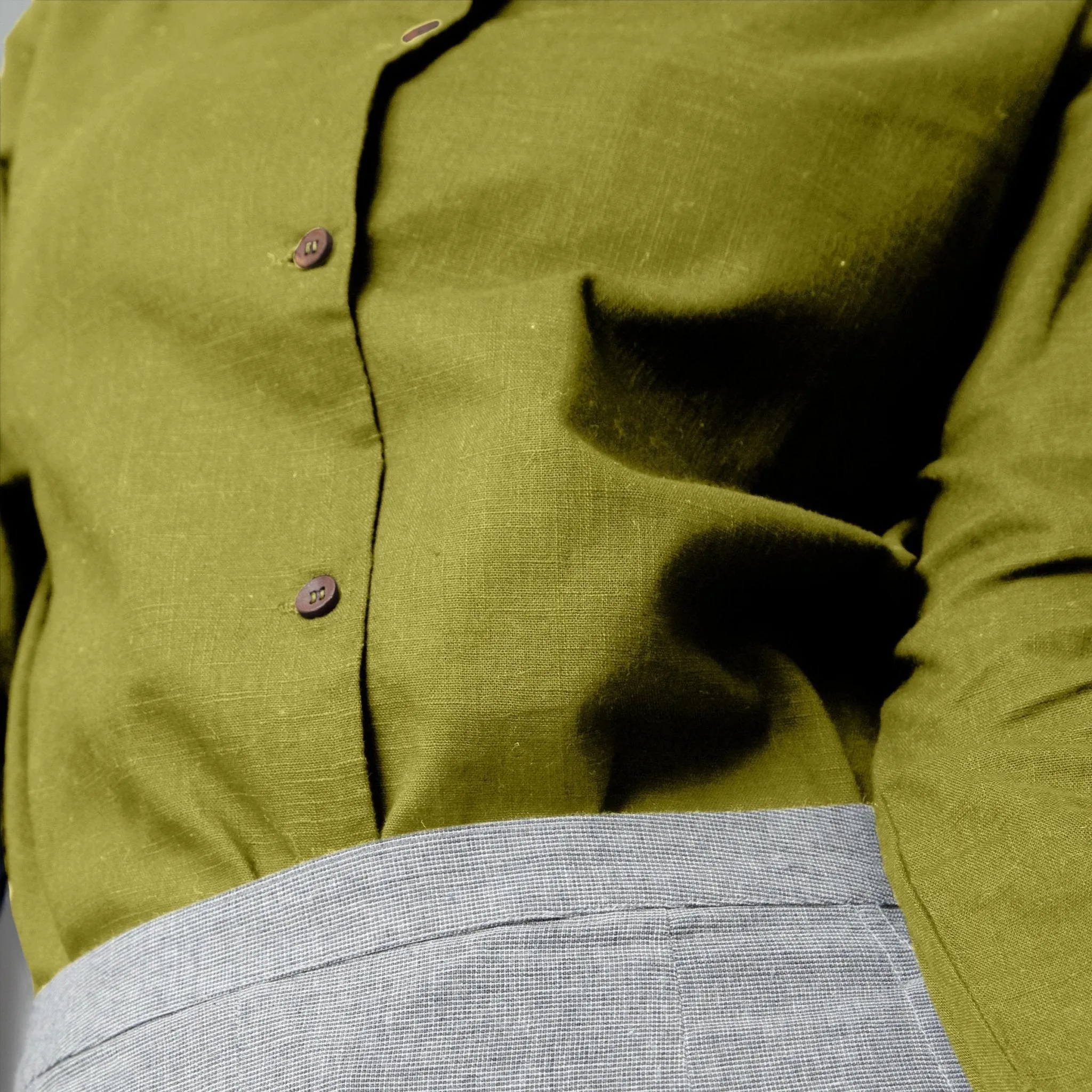 Green 100% Cotton Peter Pan Collar Button-Down Shirt