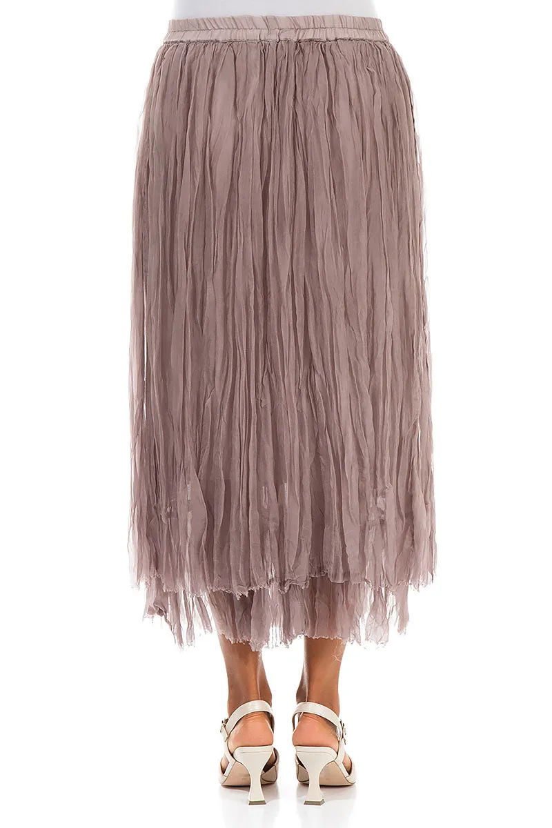 Greige Crumpled Silk Chiffon Skirt