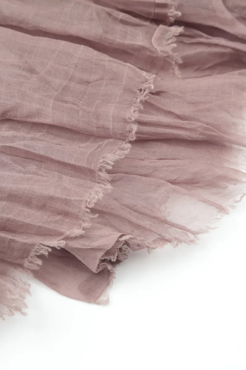 Greige Crumpled Silk Chiffon Skirt