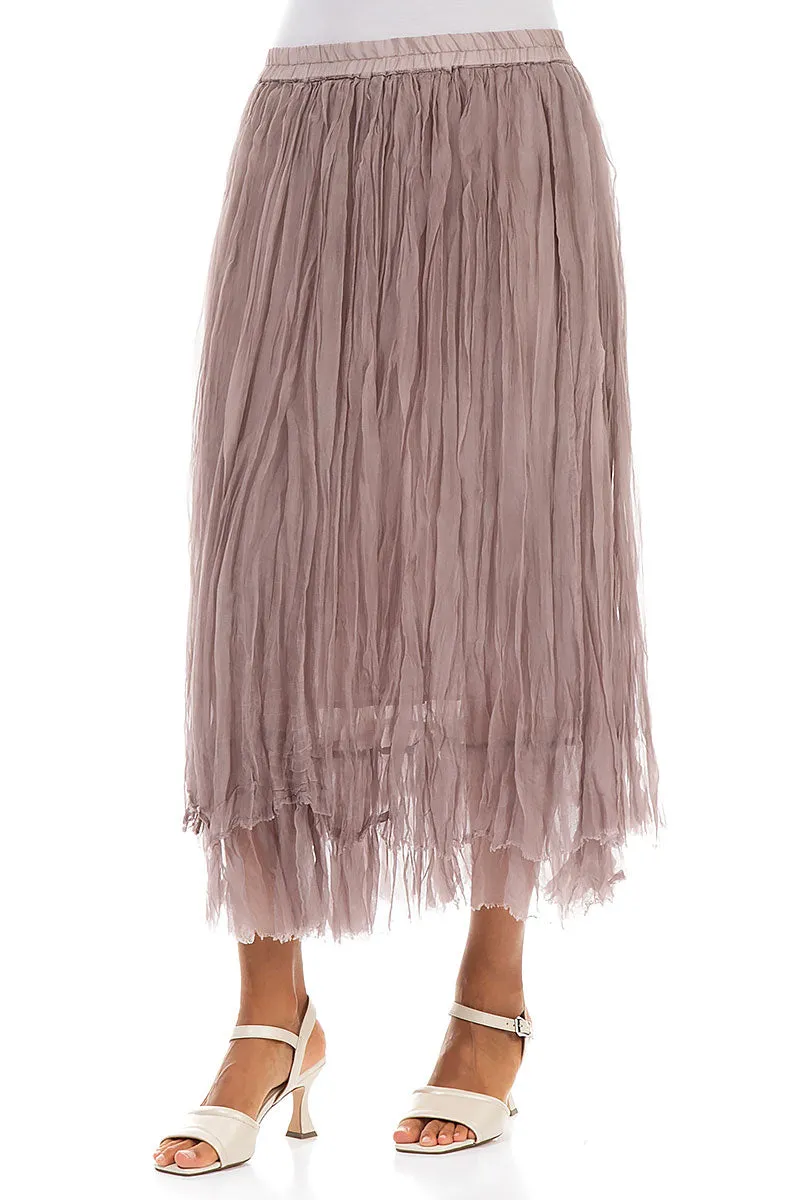 Greige Crumpled Silk Chiffon Skirt