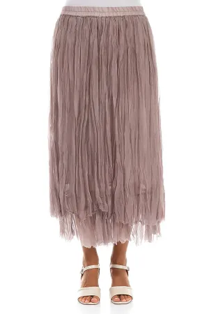 Greige Crumpled Silk Chiffon Skirt