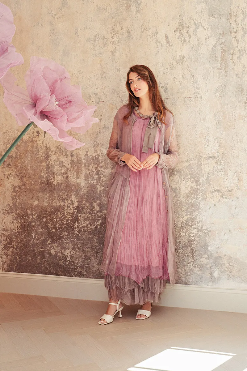 Greige Crumpled Silk Chiffon Skirt