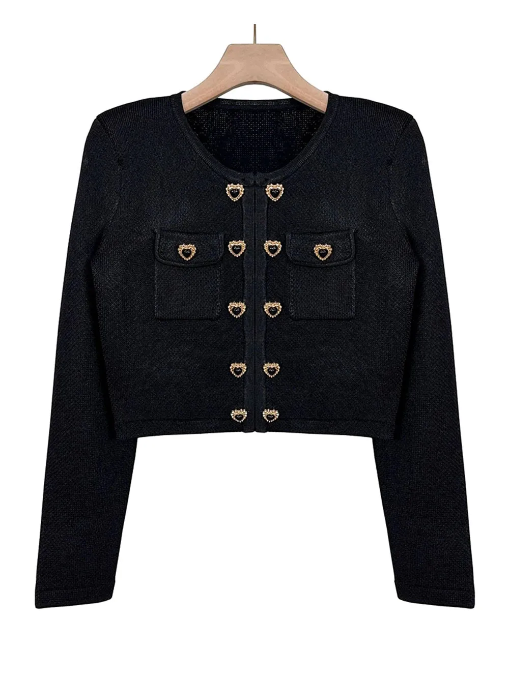 Heart-shaped Button Sweater and Skirts Suit