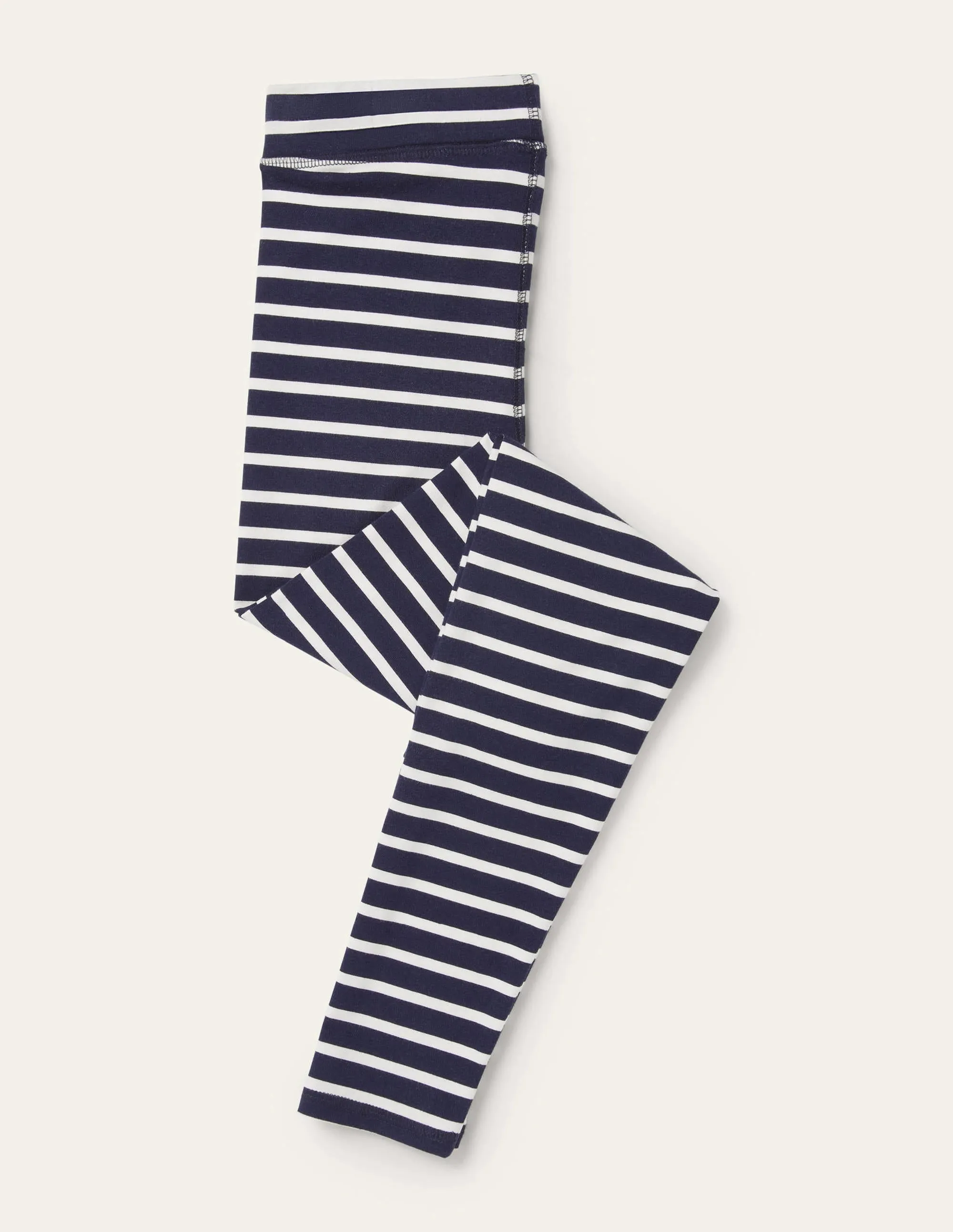 High Rise Jersey Leggings-Navy/Ivory
