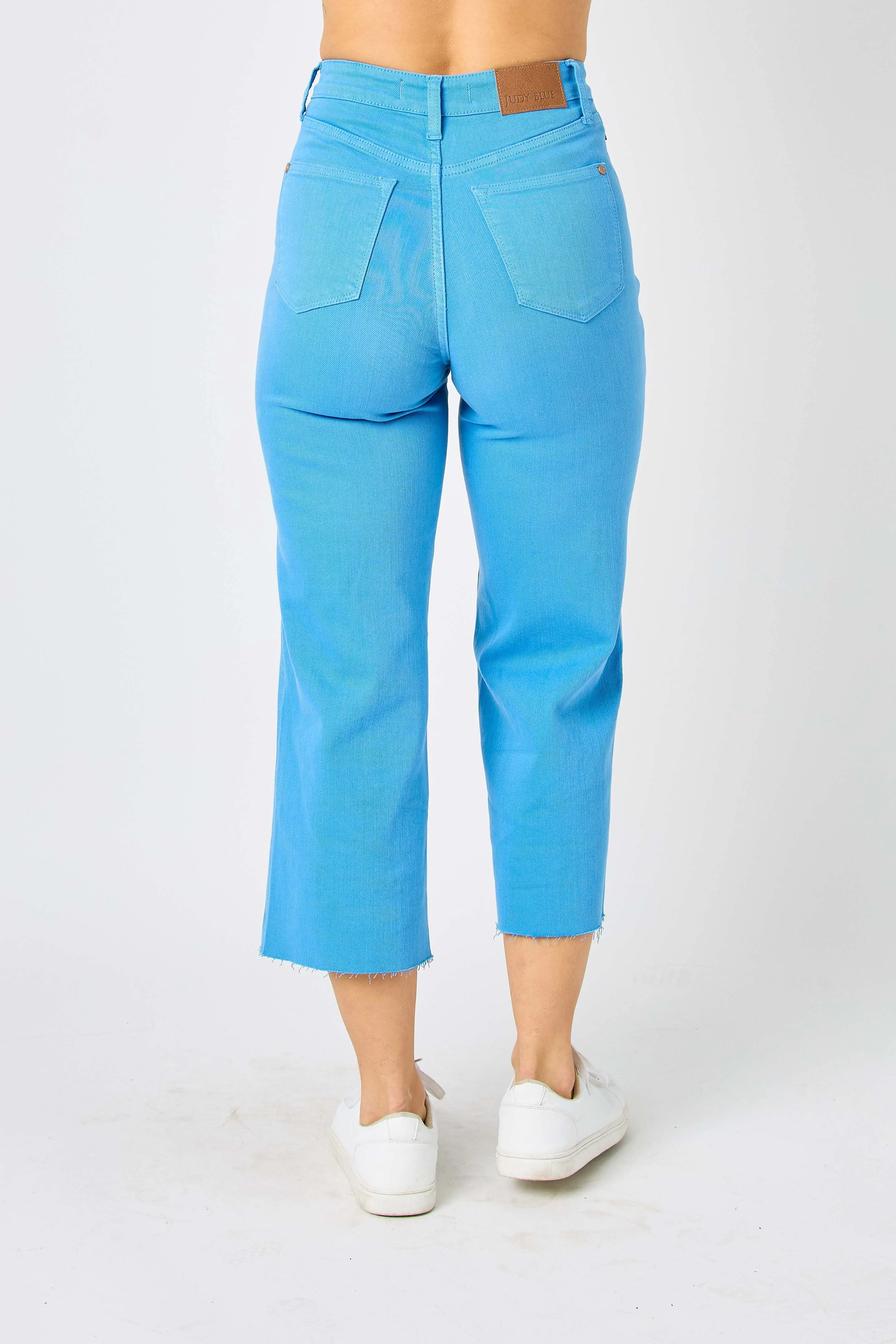 High Waist Garment Dyed Crop Wide
