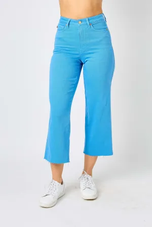 High Waist Garment Dyed Crop Wide