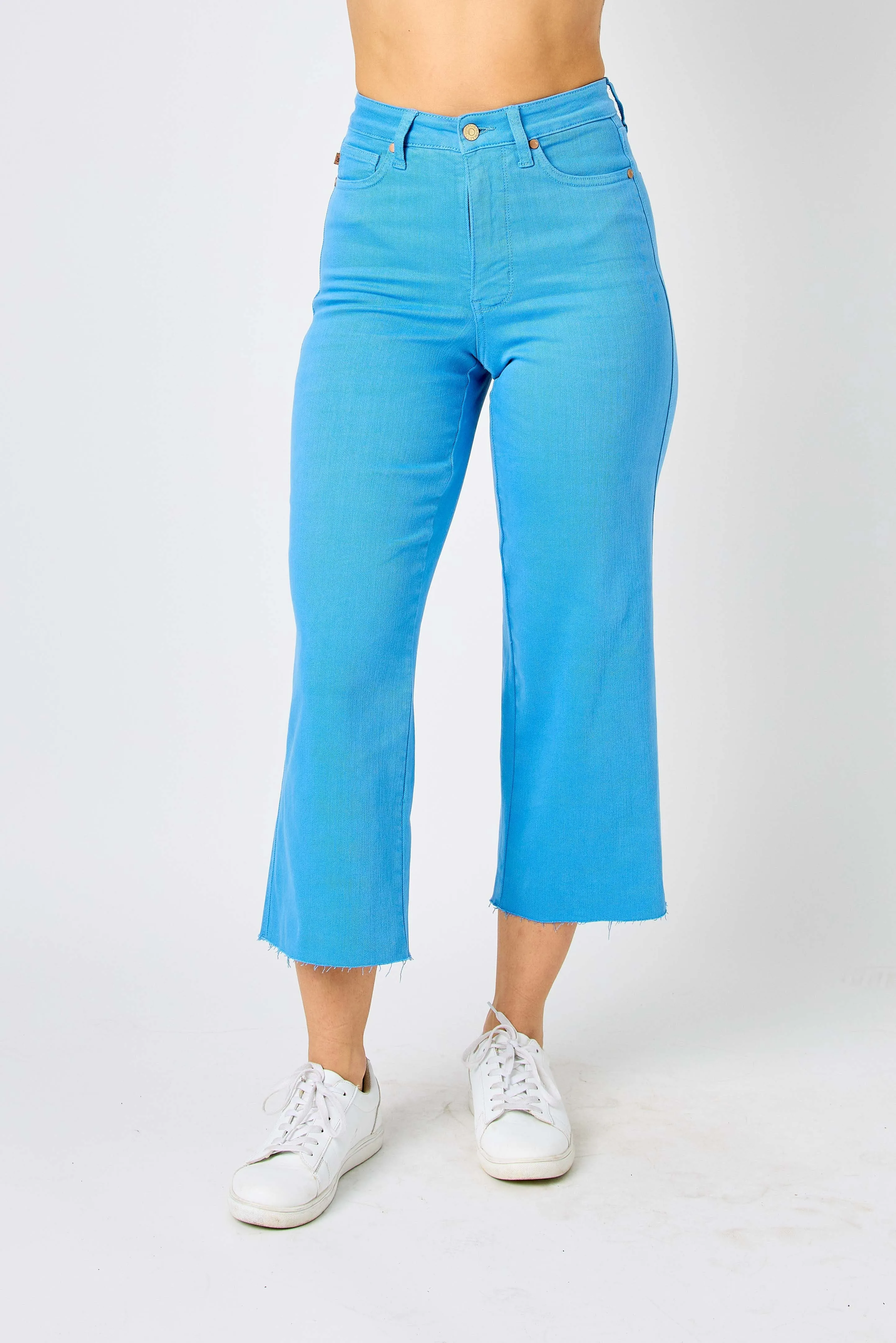 High Waist Garment Dyed Crop Wide