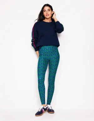 High Waist Pocket Leggings-Green Tambourine, Falling Geo