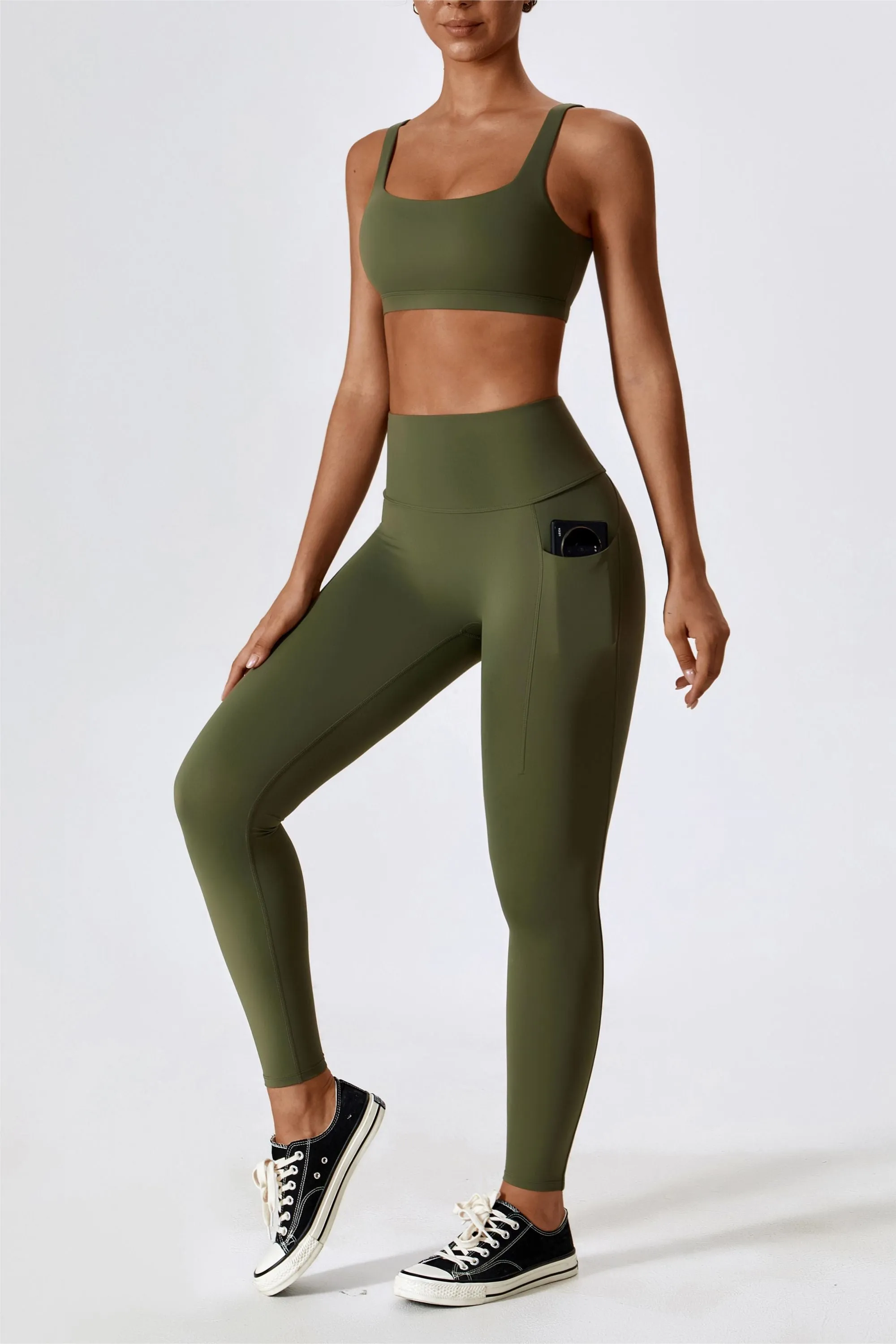 High-Waist Tummy Control Leggings with Pockets