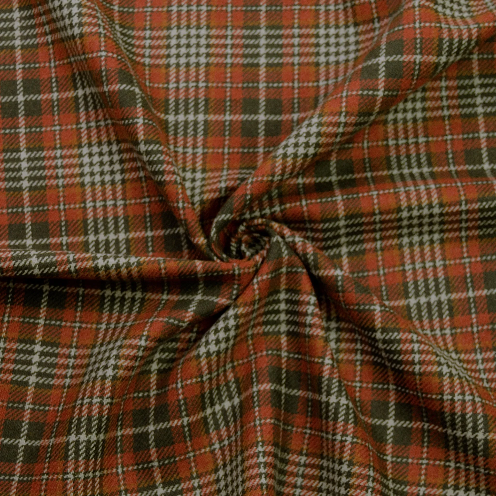 Idris Rust & Green Tartan Wool SHOWROOM SAMPLE 34CM X 60CM