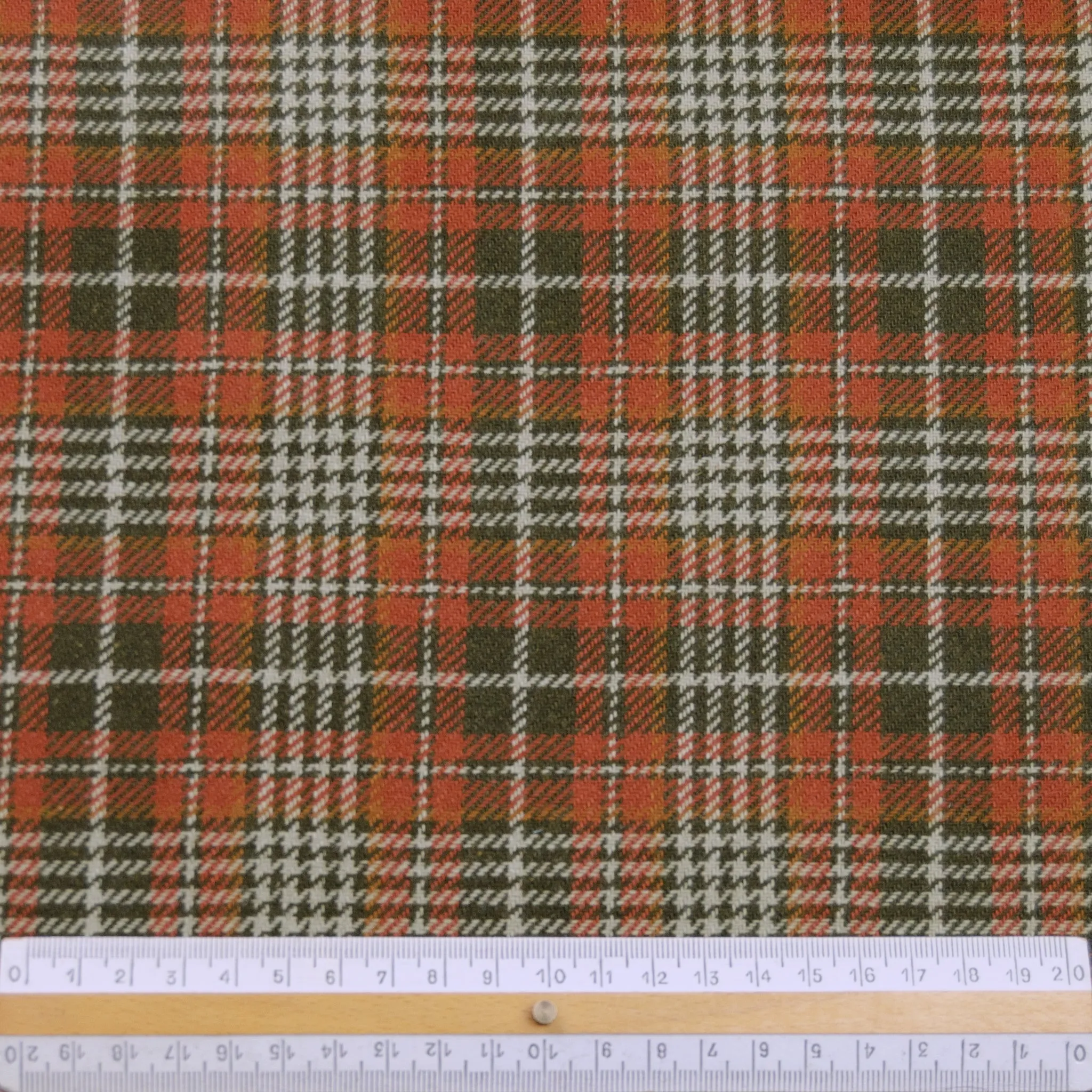 Idris Rust & Green Tartan Wool SHOWROOM SAMPLE 34CM X 60CM