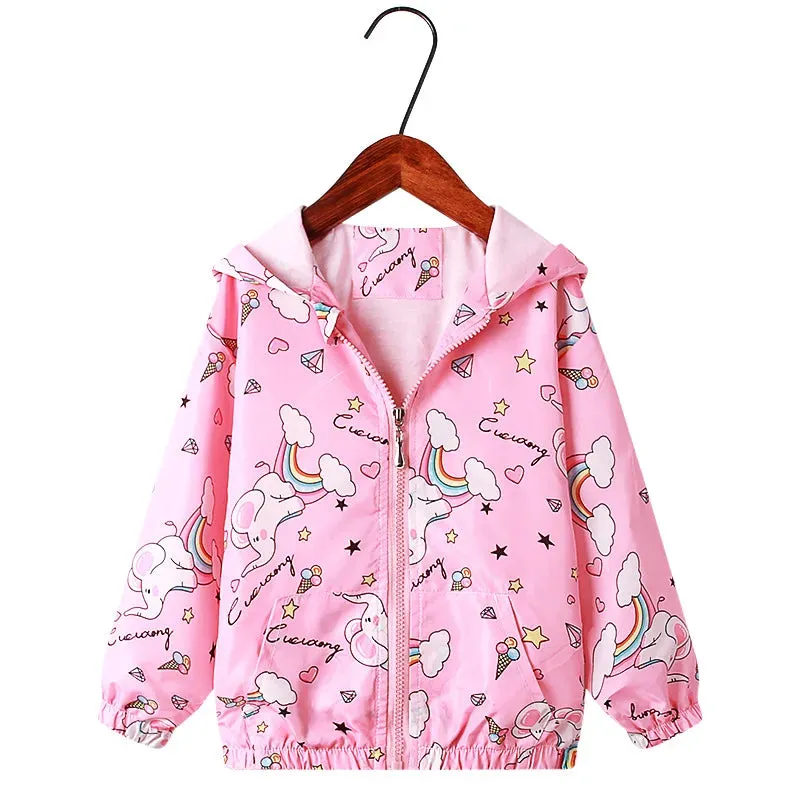 Kids Girls Lovely Cartoon Animal Design Hooded Jackets