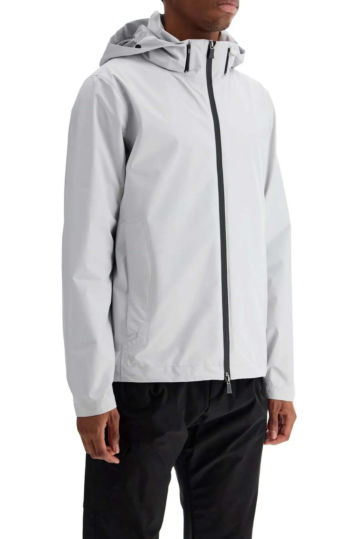 light gray polyester waterproof bomber with hood GI000458U 11124 ICE
