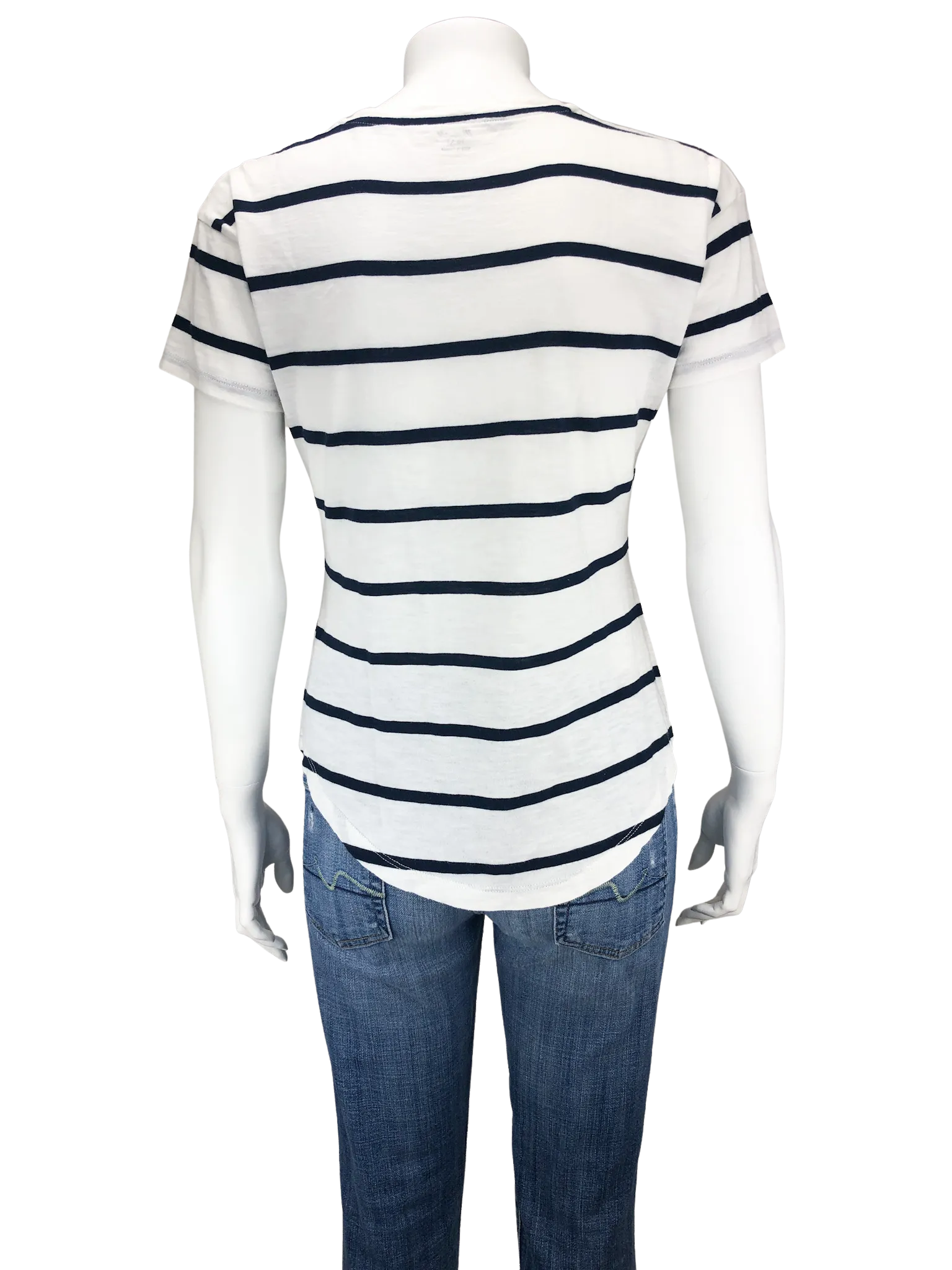 Madewell, Women's Striped Shirttail Tee, Ivory/Navy, Size XS