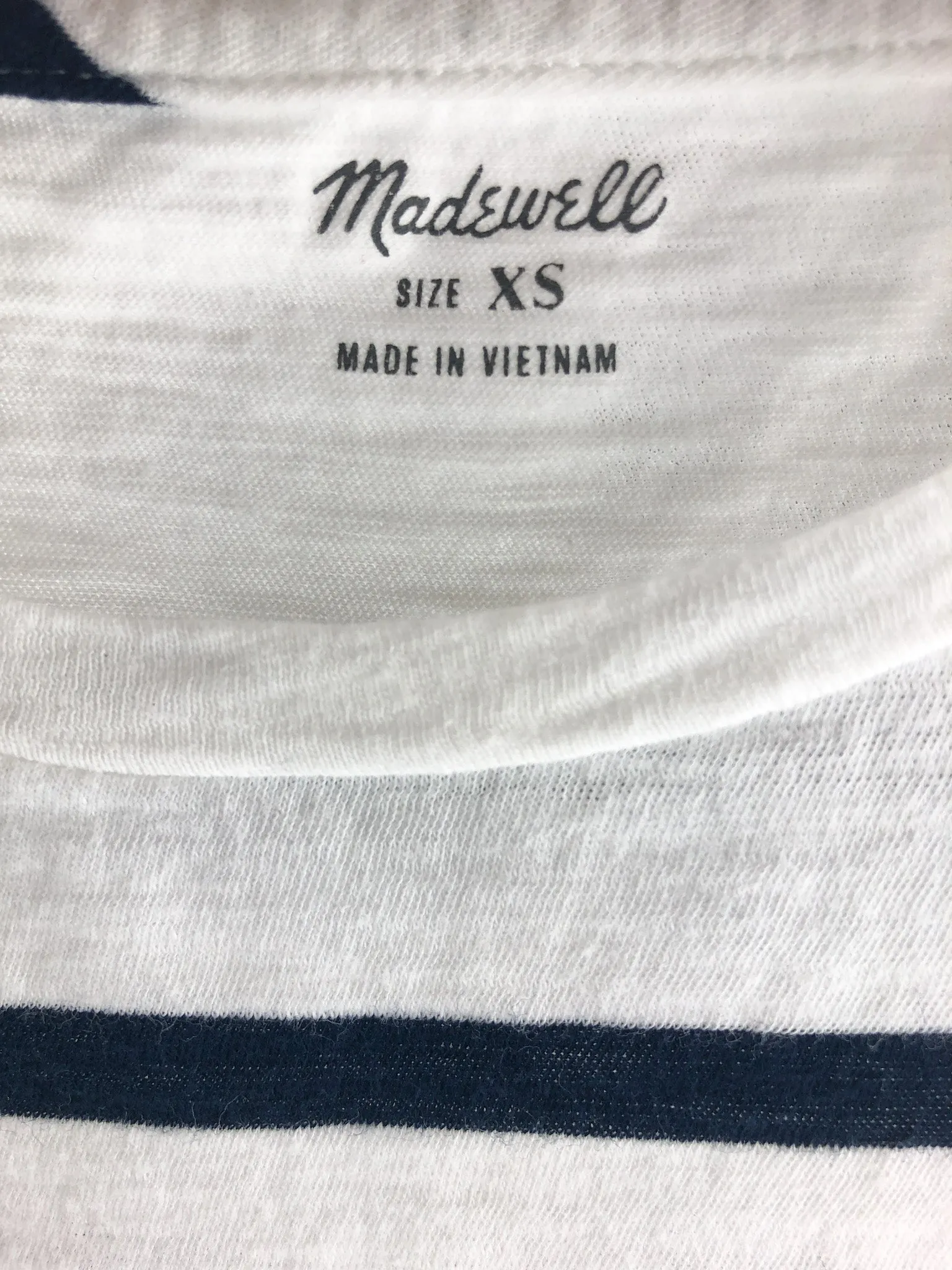 Madewell, Women's Striped Shirttail Tee, Ivory/Navy, Size XS