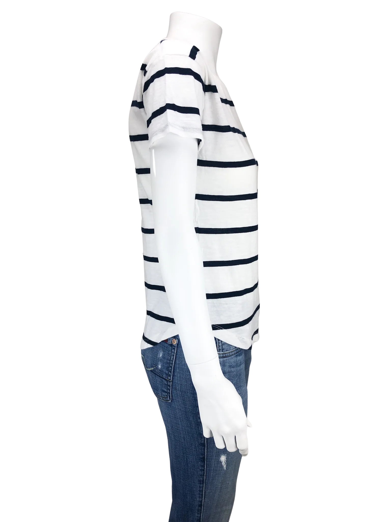 Madewell, Women's Striped Shirttail Tee, Ivory/Navy, Size XS