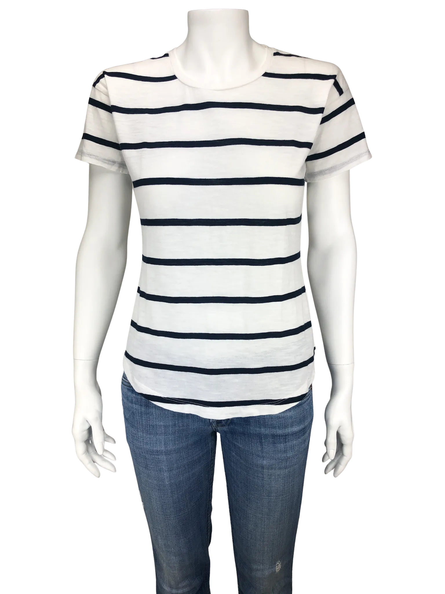 Madewell, Women's Striped Shirttail Tee, Ivory/Navy, Size XS