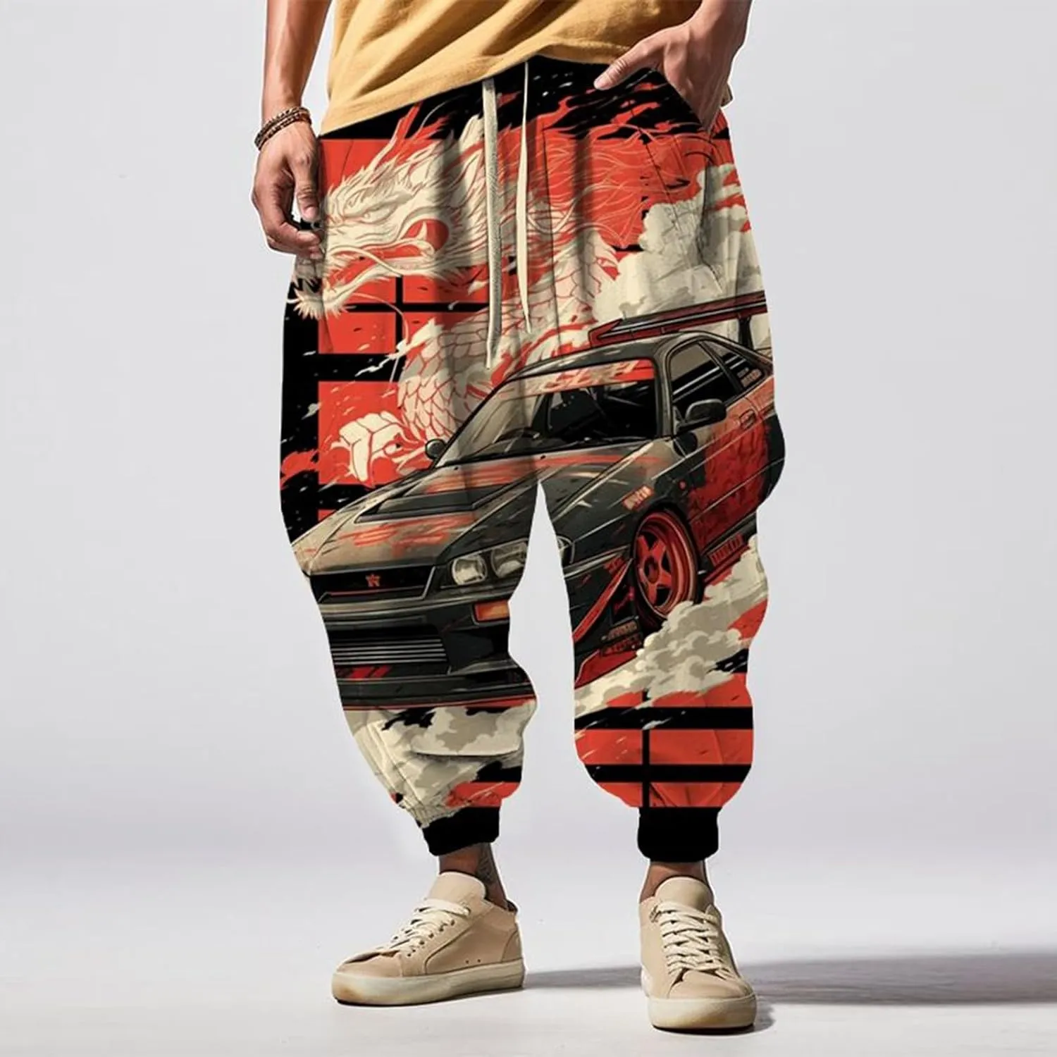 Mens Cotton Linen Waist Casual Ankle Length Pants Sweatpants Mens Loungg Pants Techwear Pants Mens White