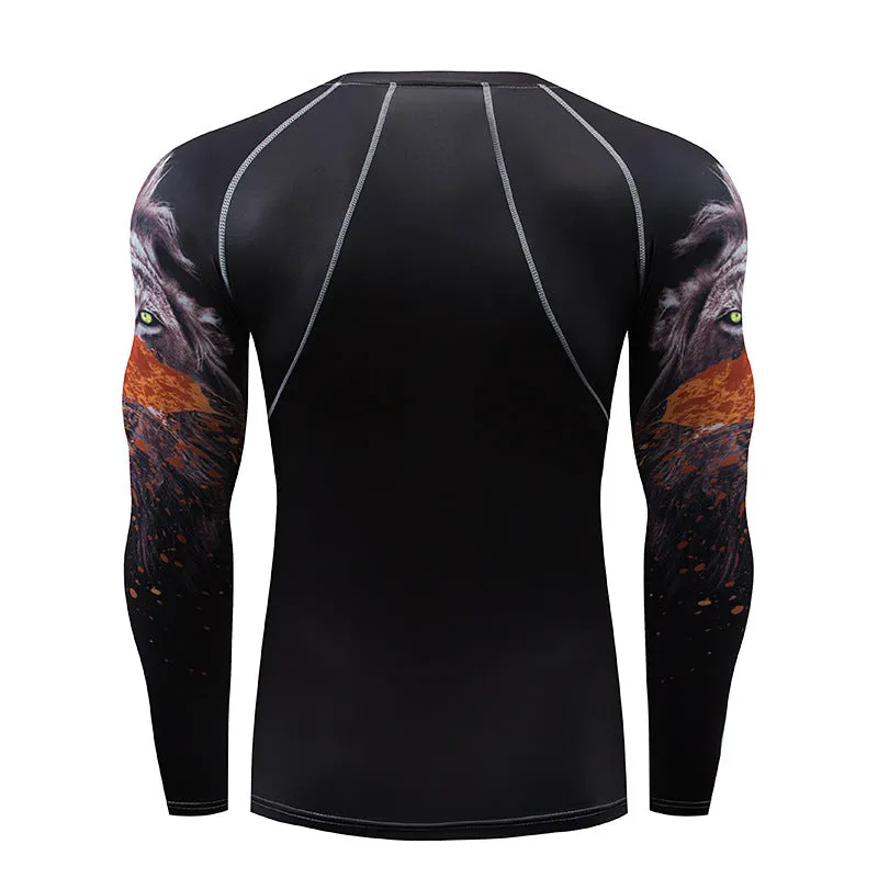 Mens Elastic Sport Training Quick Drying Printing Tops