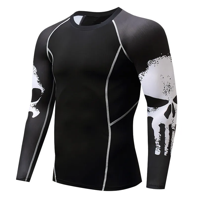 Mens Elastic Sport Training Quick Drying Printing Tops