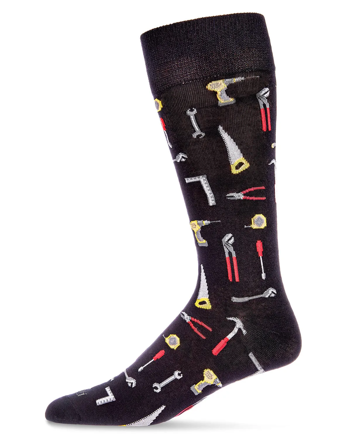 Men's "Tool Bench" Rayon from Bamboo Blend Novelty Crew Sock