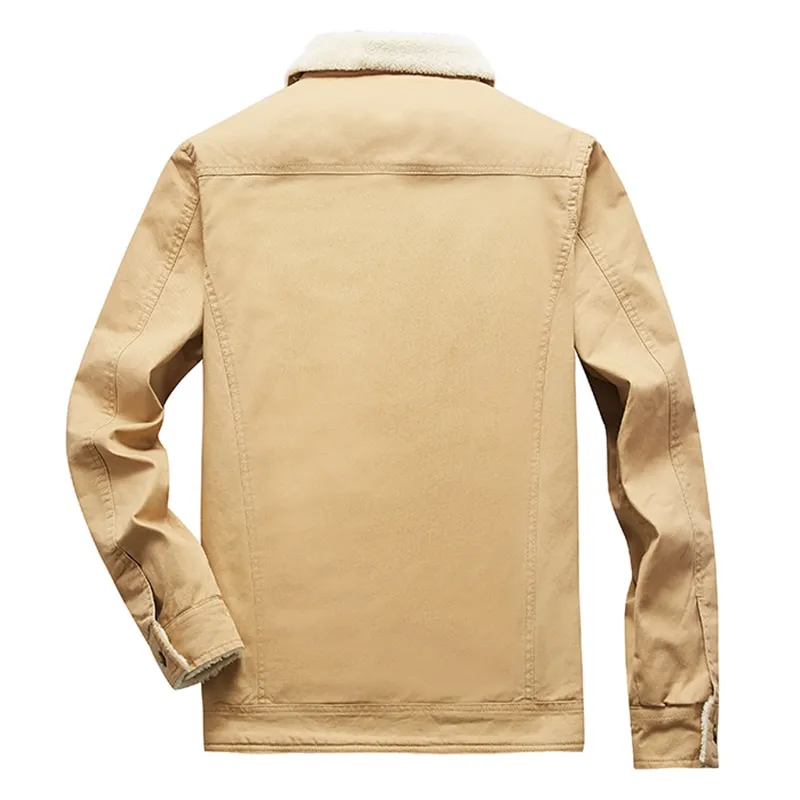 Men's Winter Warm Thick Fleece Fur Collar Jackets