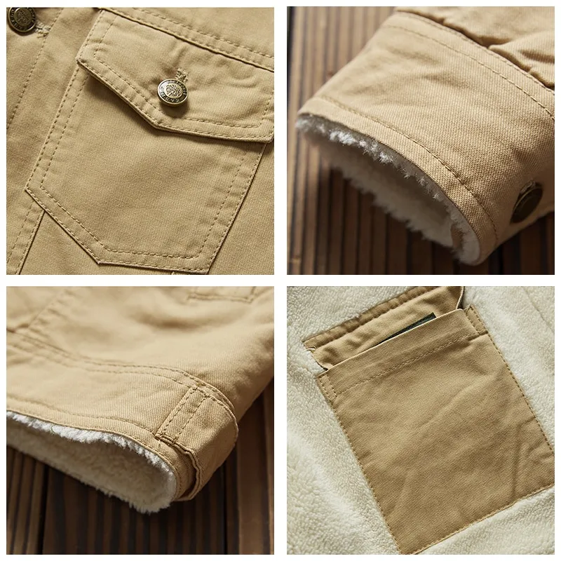 Men's Winter Warm Thick Fleece Fur Collar Jackets