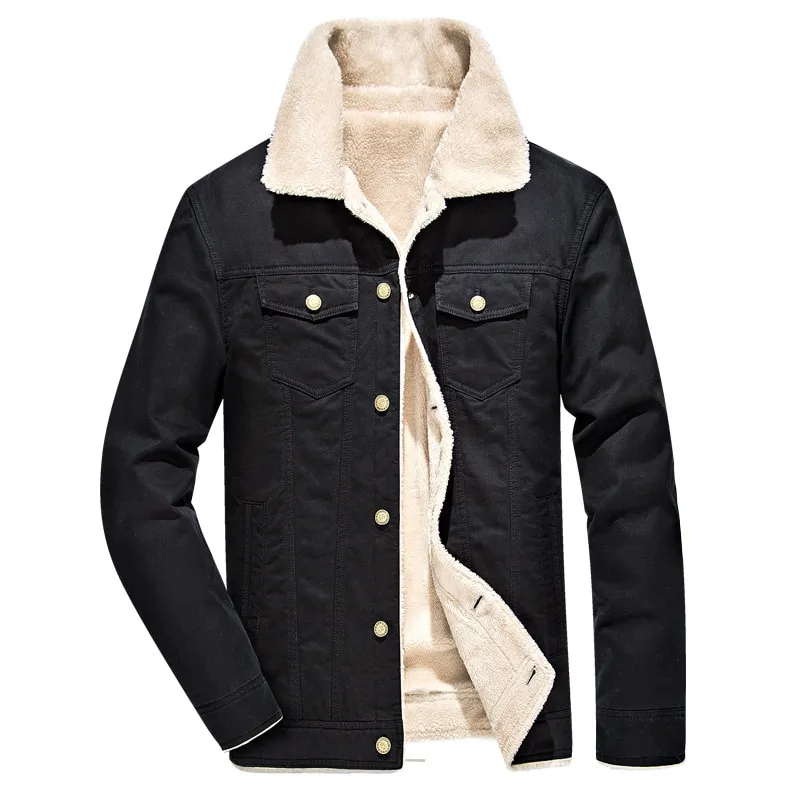 Men's Winter Warm Thick Fleece Fur Collar Jackets