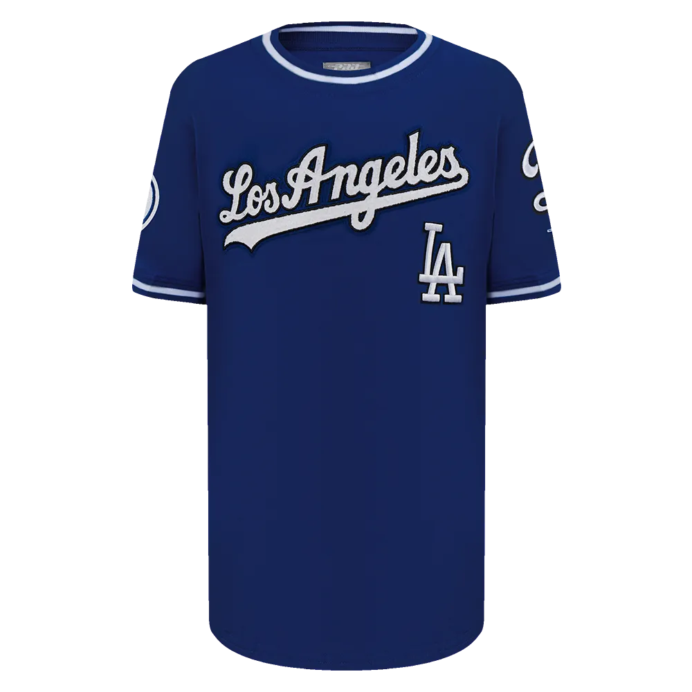 MLB LOS ANGELES DODGERS CLASSIC BIG BOYS SHORT SLEEVE STRIPED RIB TOP (DODGER BLUE)