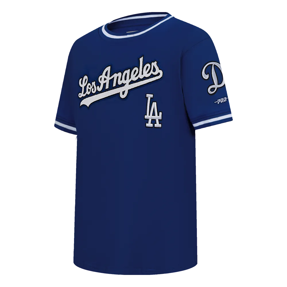 MLB LOS ANGELES DODGERS CLASSIC BIG BOYS SHORT SLEEVE STRIPED RIB TOP (DODGER BLUE)
