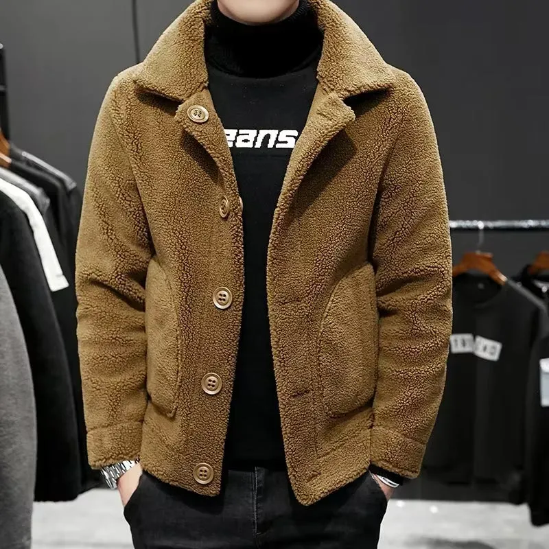 New Quality Mens Winter Warm  Jacket Granular Wool Fabric Reversible Wool Jacket