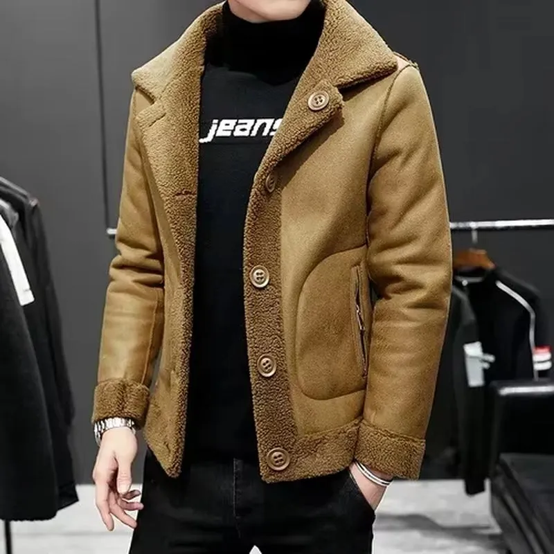 New Quality Mens Winter Warm  Jacket Granular Wool Fabric Reversible Wool Jacket