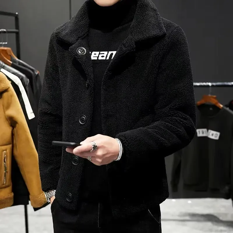 New Quality Mens Winter Warm  Jacket Granular Wool Fabric Reversible Wool Jacket