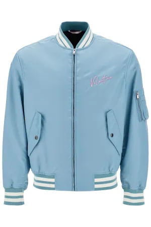 nylon bomber jacket with embroidery and print. 5V3CIF15AD9 STONE