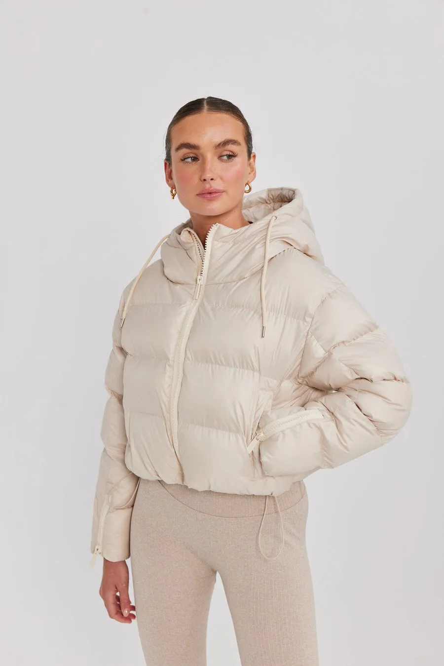 Orbit Puffer Jacket Glazed Ecru