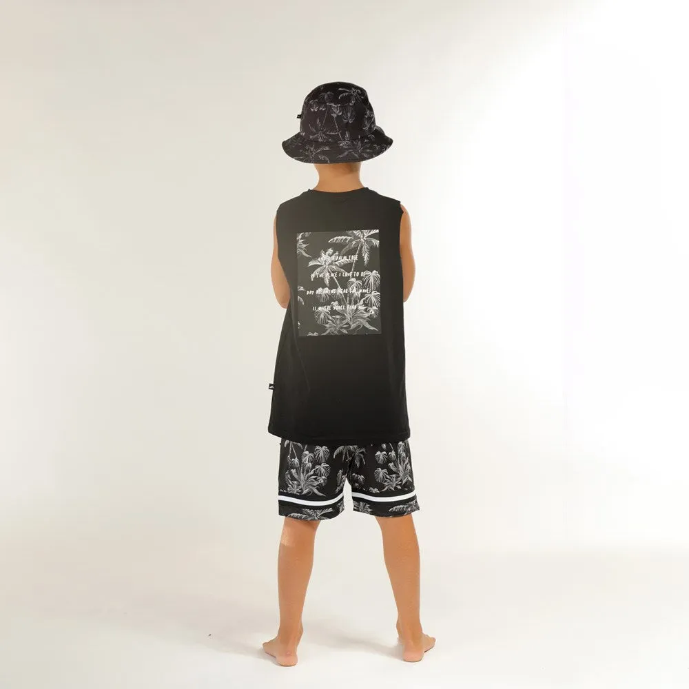 PALMS MUSCLE TEE - Black